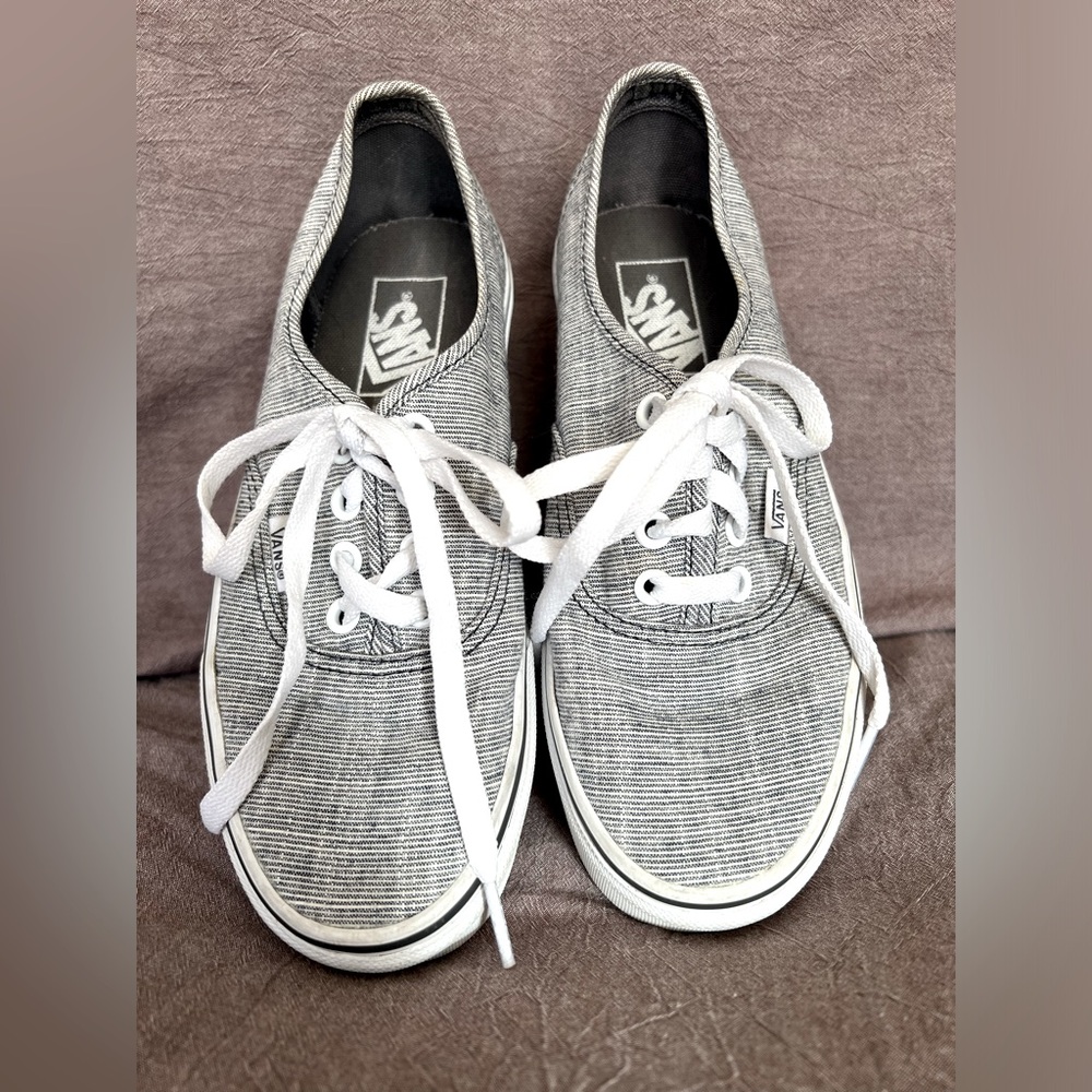 Vans sneakers- size 6.5 women’s/ 5 in men’s . Blue/ white ticking stripe.